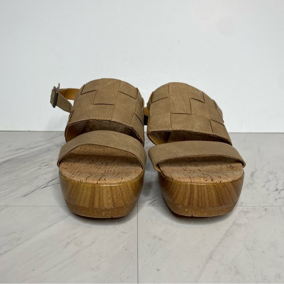 New! Korks Kork Ease Fraya Tan Faux Leather Platform Wedge Sandal 9M - Picture 2 of 15